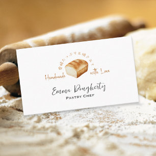 Bakery Baker White Bread Loaf Watercolor Rustic Business Card
