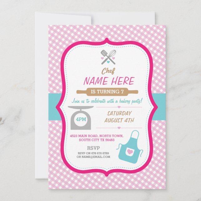 Bakery Baking Any Age Birthday Party Girls invite (Front)