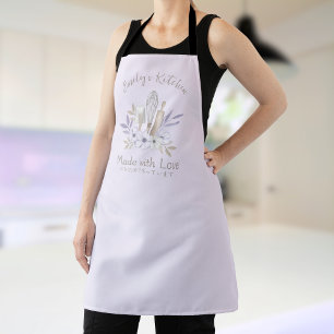 Bakery Baking Utensil Purple Floral Watercolor Apron