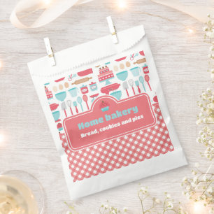 Bakery Baking Utensils Pattern Red Gingham Favour Bags