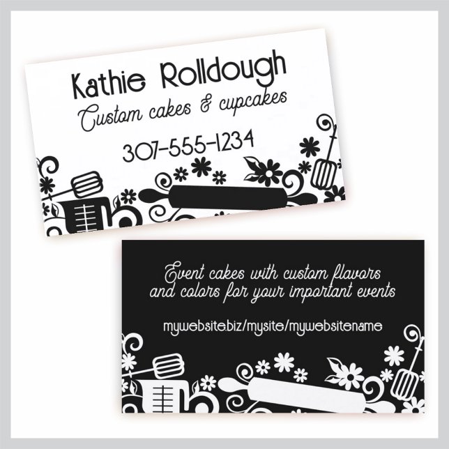 Bakery baking utensils rolling pin measuring spoon business card (Creator Uploaded)