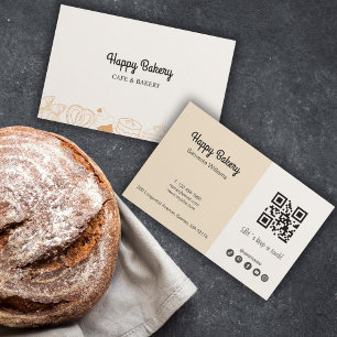 Bakery Beige Icons Qr Code Social Media Business Card