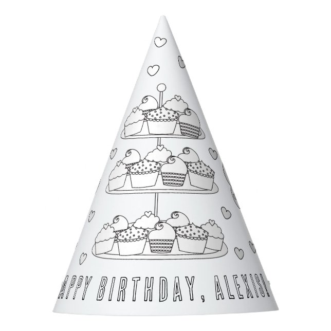 Bakery Birthday Party - Colour Your Own Party Hat (Front)