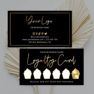 Bakery Black & Gold Logo Lux Modern Cupcake Cafe Loyalty Card
