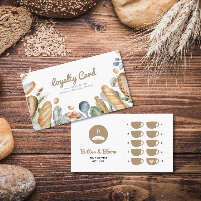Bakery Boho Free Coffee  Loyalty Card (Boho Bakery Free Coffee Loyalty Card)