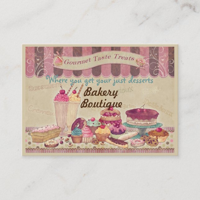 Bakery Boutique Cakes & Patisserie Business Card (Front)