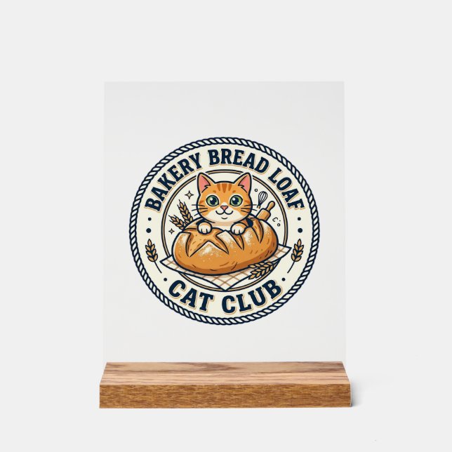 Bakery Bread Loaf Cat Cat Mum Gift Idea - Bakery B Acrylic Sign (Front)