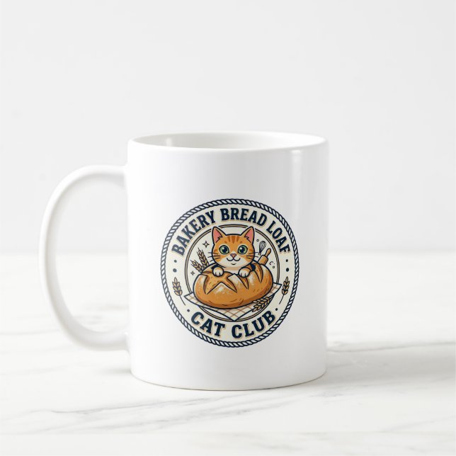 Bakery Bread Loaf Cat Cat Mum Gift Idea - Bakery B Coffee Mug (Left)