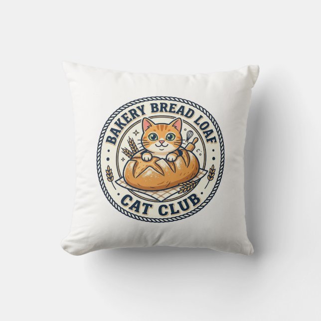Bakery Bread Loaf Cat Cat Mum Gift Idea - Bakery B Cushion (Front)