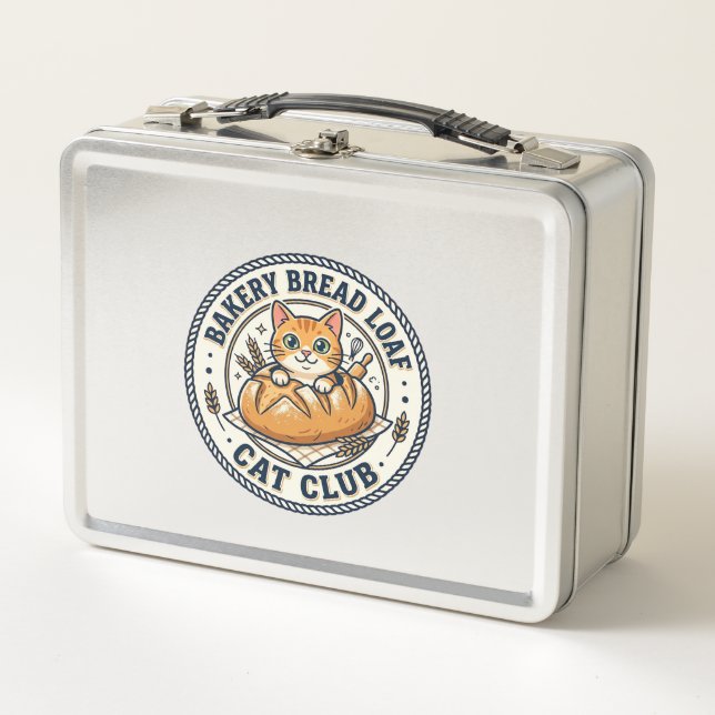 Bakery Bread Loaf Cat Cat Mum Gift Idea - Bakery B Metal Lunch Box (Front)