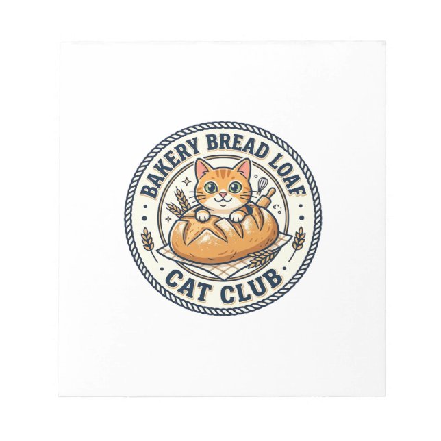 Bakery Bread Loaf Cat Cat Mum Gift Idea - Bakery B Notepad (Front)
