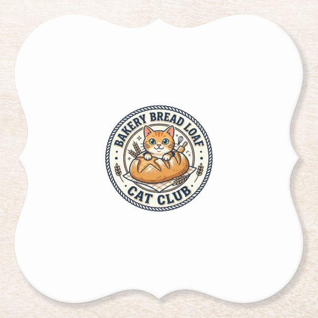 Bakery Bread Loaf Cat Cat Mum Gift Idea - Bakery B Paper Coaster (Front)