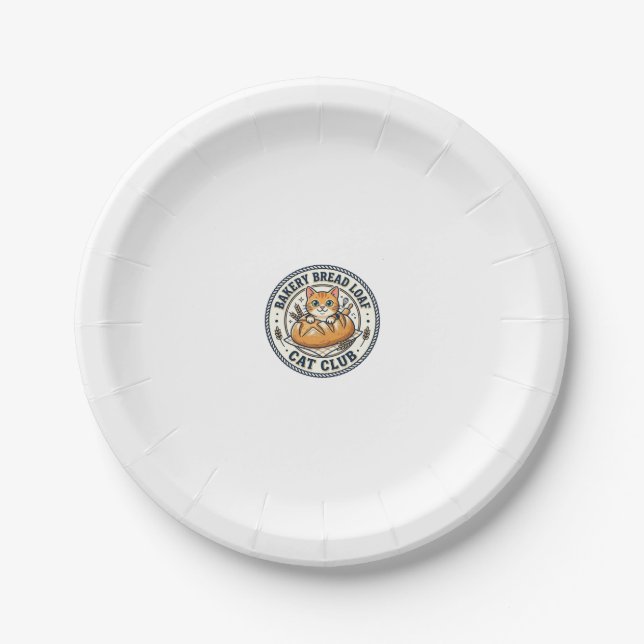 Bakery Bread Loaf Cat Cat Mum Gift Idea - Bakery B Paper Plate (Front)