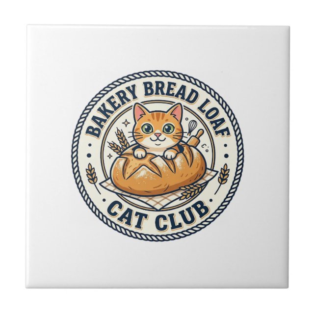 Bakery Bread Loaf Cat Cat Mum Gift Idea - Bakery B Tile (Front)