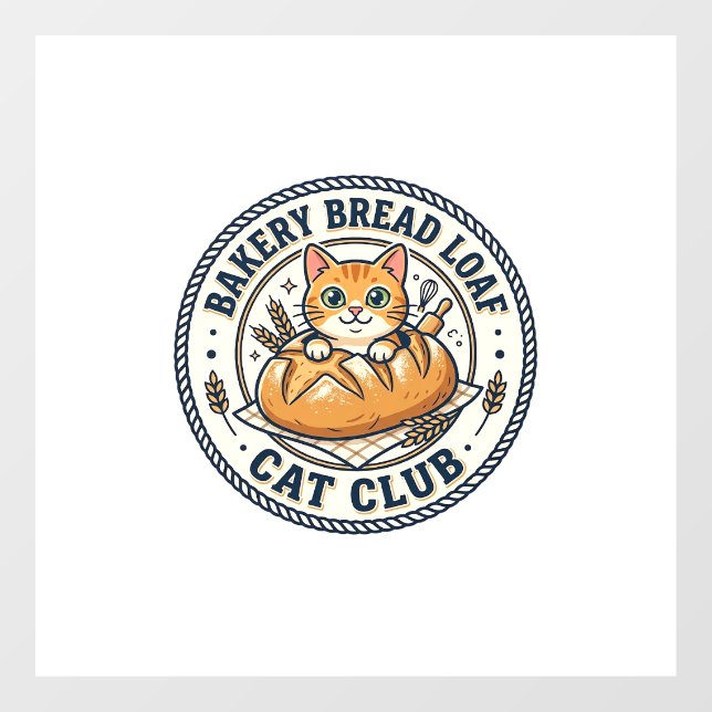 Bakery Bread Loaf Cat Cat Mum Gift Idea - Bakery B Window Cling (Sheet)