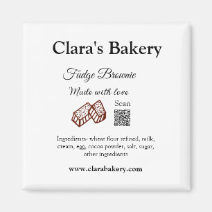Bakery brownie add ingredients made with love q r  magnet