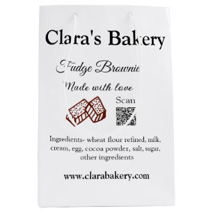 Bakery brownie add ingredients made with love q r medium gift bag