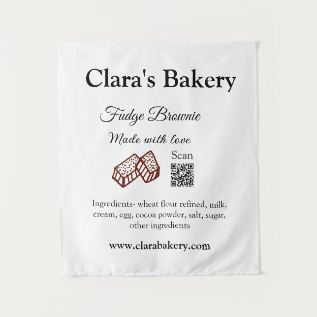 Bakery brownie add ingredients made with love q r  tapestry (Front)
