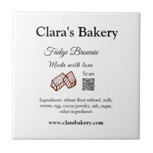 Bakery brownie add ingredients made with love q r  tile