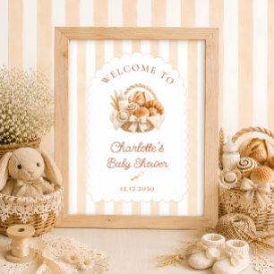 Bakery Bun In The Oven Baby Shower Welcome Poster