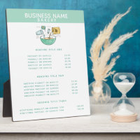 Bakery Busines | Pricing & Services Display Plaque