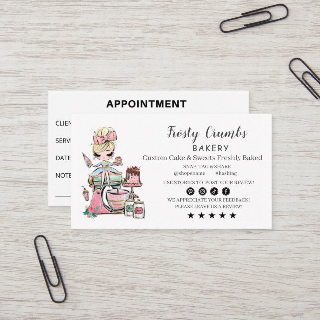 Bakery Business  APPOINTMENT Business Card (Front/Back In Situ)