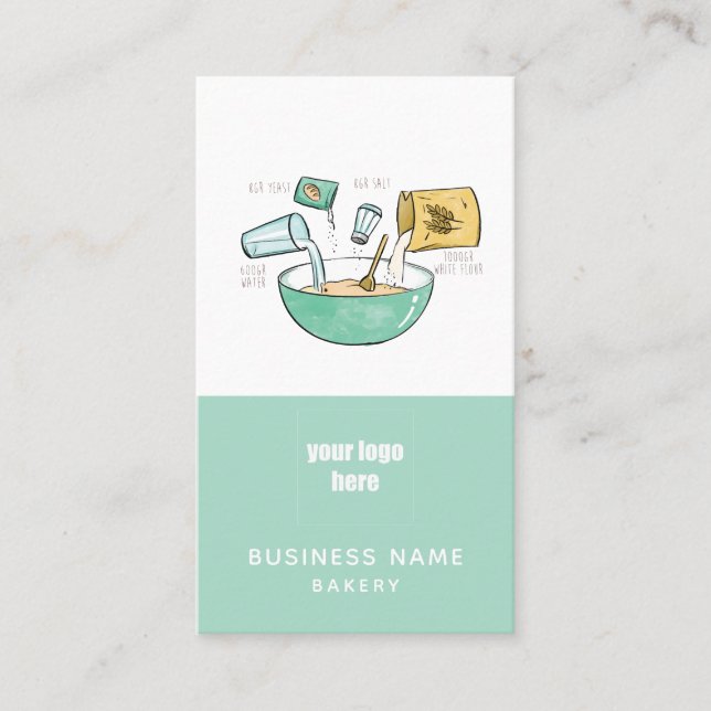 Bakery Business Bread Recipe Illustration Logo Business Card (Front)