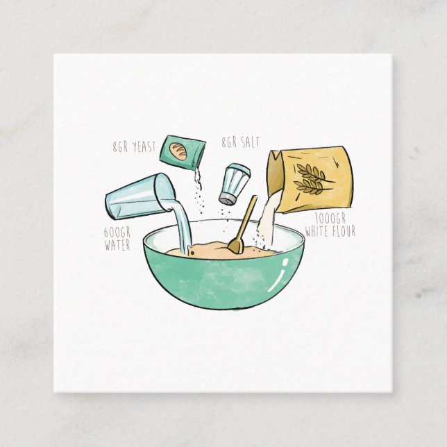 Bakery Business Bread Recipe Illustration Square Business Card (Front)