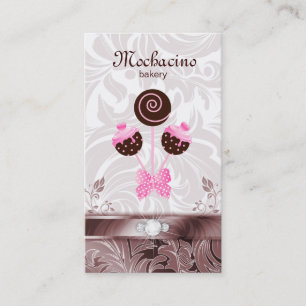 Bakery Business Card Cake Pops Swirls Pink Brown