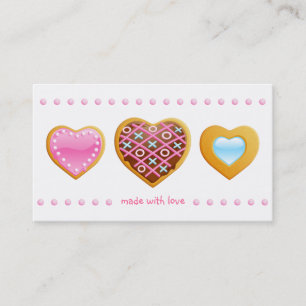 Bakery business card cookies heart chocolate pink