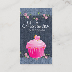 Bakery Business Card Cupcake Jeans Rose Pink