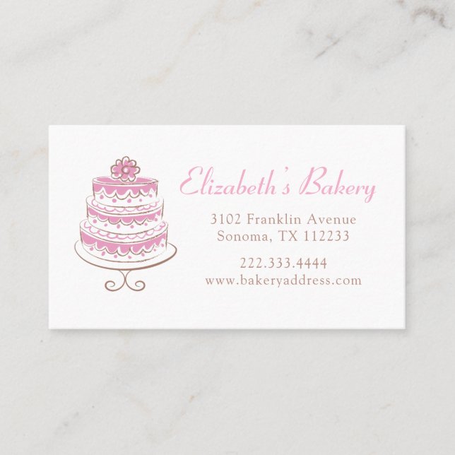 Bakery Business Card Pink Cake (Front)