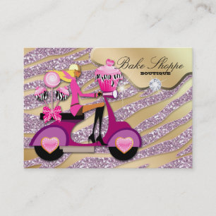 Bakery Business Card Zebra Pink Cake Pops Cupcake