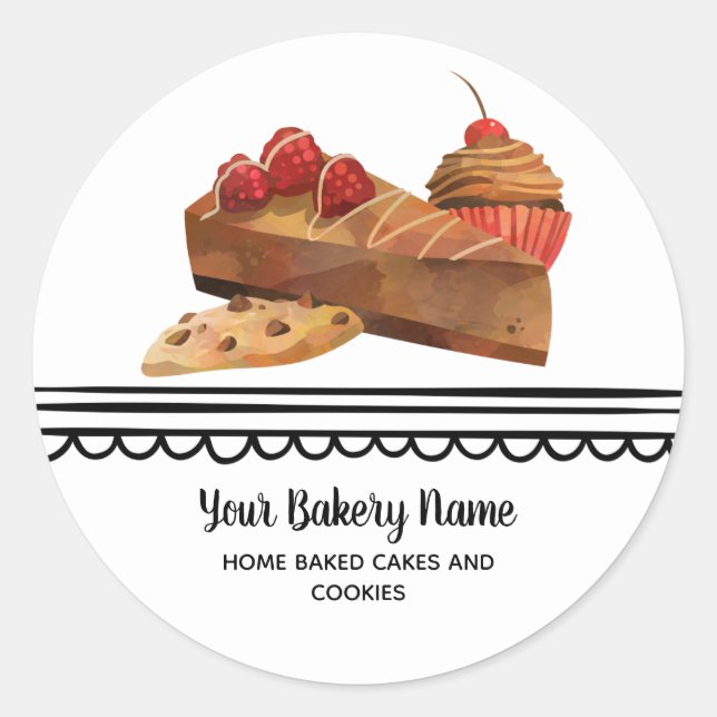 Bakery Business Dessert Packaging Product Classic Round Sticker (Front)