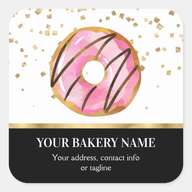 Bakery Business Doughnut Confetti Square Sticker (Front)