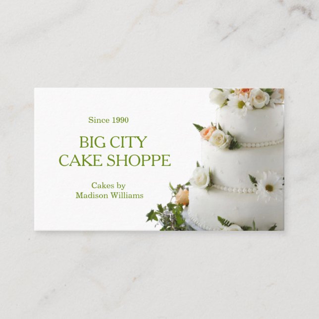 Bakery Business  Elegant Cake  Business Card (Front)
