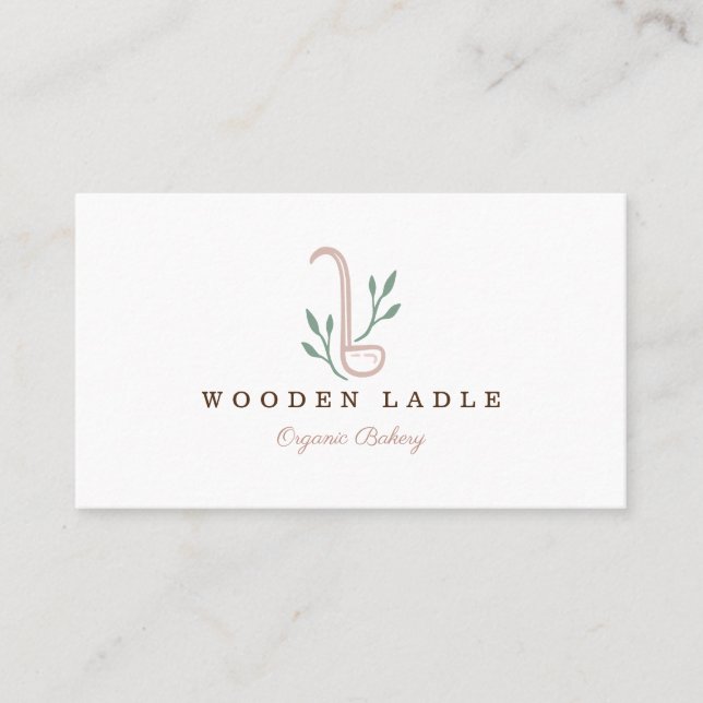 Bakery Business Ladle & Natural Floral Logo Business Card (Front)