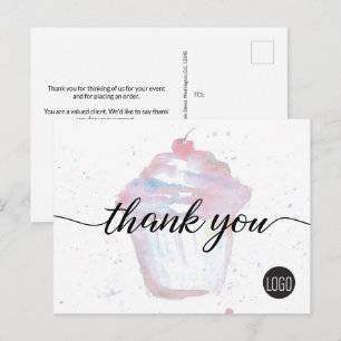 Bakery Business logo Watercolor Cupcake Cute  Postcard