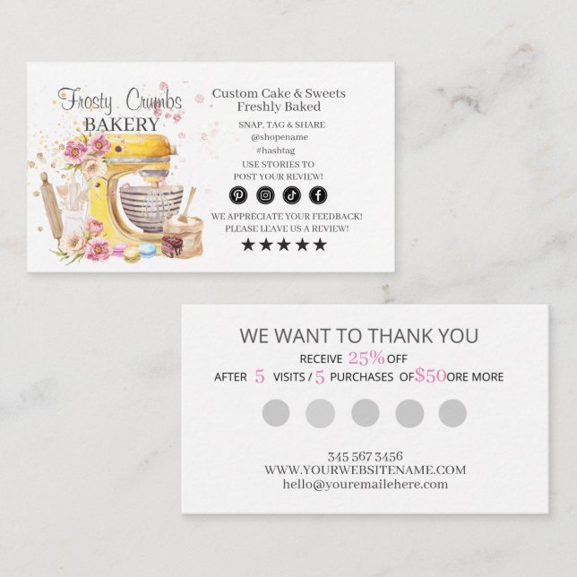 Bakery Business Loyalty Business Card (Front/Back)