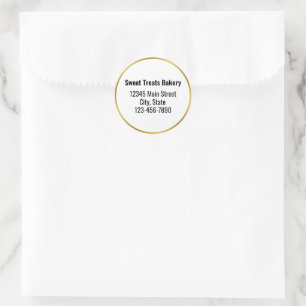 Bakery Business Name Gold White Black Text Classic Round Sticker