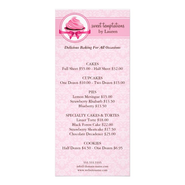 Bakery Business Promotional Price List Rack Card (Front)