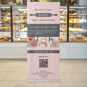 Bakery Business Rolling Pin Pink Promotional Retractable Banner