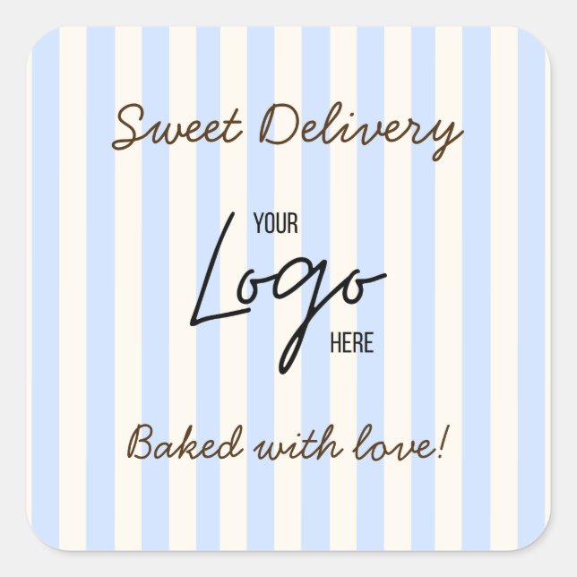 Bakery Cafe Logo Baked With Love Square Sticker (Front)