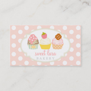 Bakery Cafe Retro Sweet Cupcakes Cute Boutique Business Card