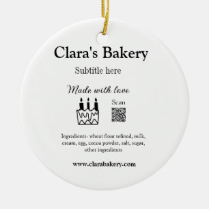Bakery cake add ingredients made with love q r ceramic tree decoration