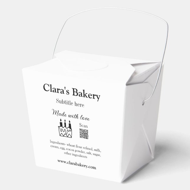 Bakery cake add ingredients made with love q r  favour box (Front)