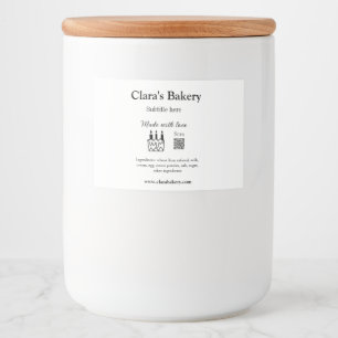 Bakery cake add ingredients made with love q r  food label