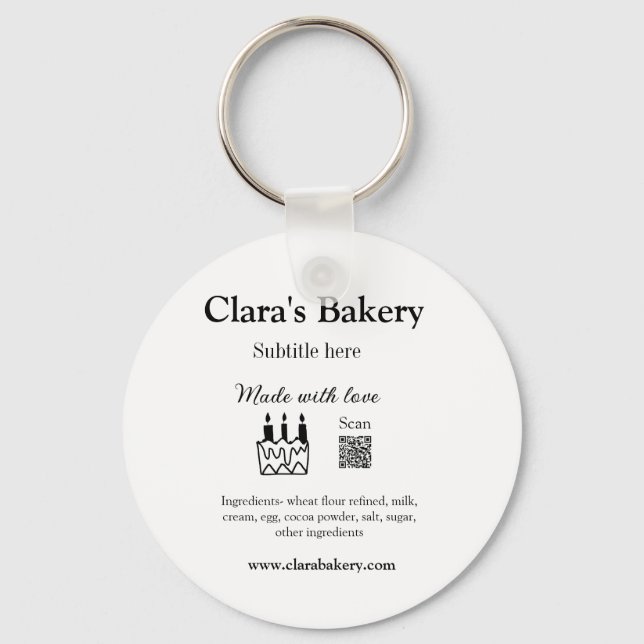 Bakery cake add ingredients made with love q r  key ring (Front)