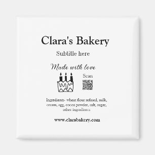 Bakery cake add ingredients made with love q r  magnet