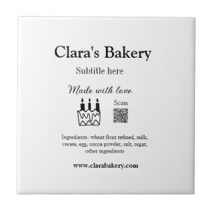 Bakery cake add ingredients made with love q r tile